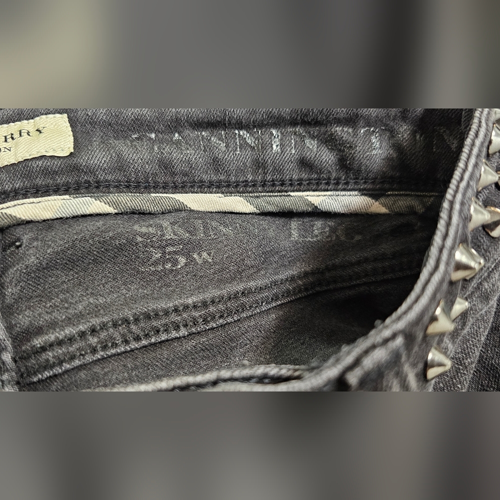 Burberry London Cannington Studded Women's Skinny Jeans Size 25 Charcoal Black - Picture 13 of 15
